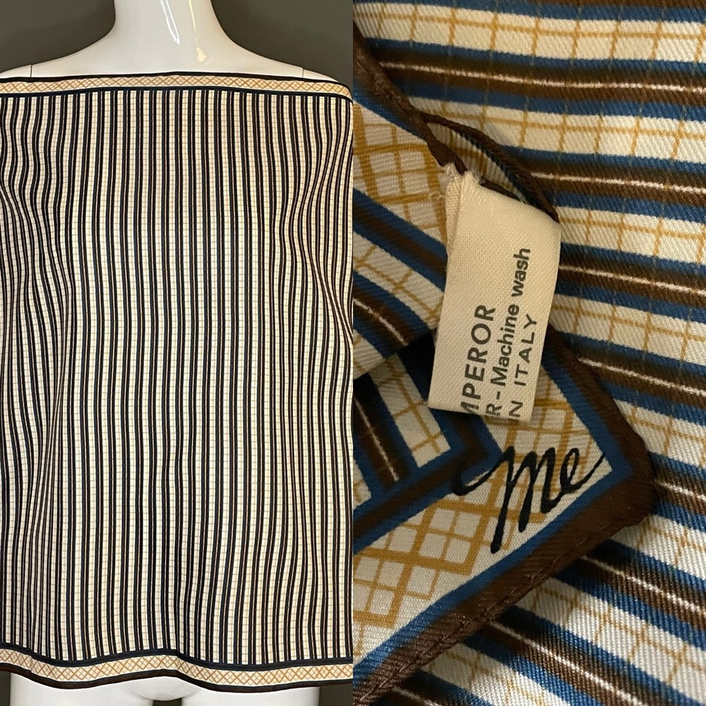 Vintage 70s Mr Emperor Striped Poly Scsrf 22 In Sq Excellent Condition